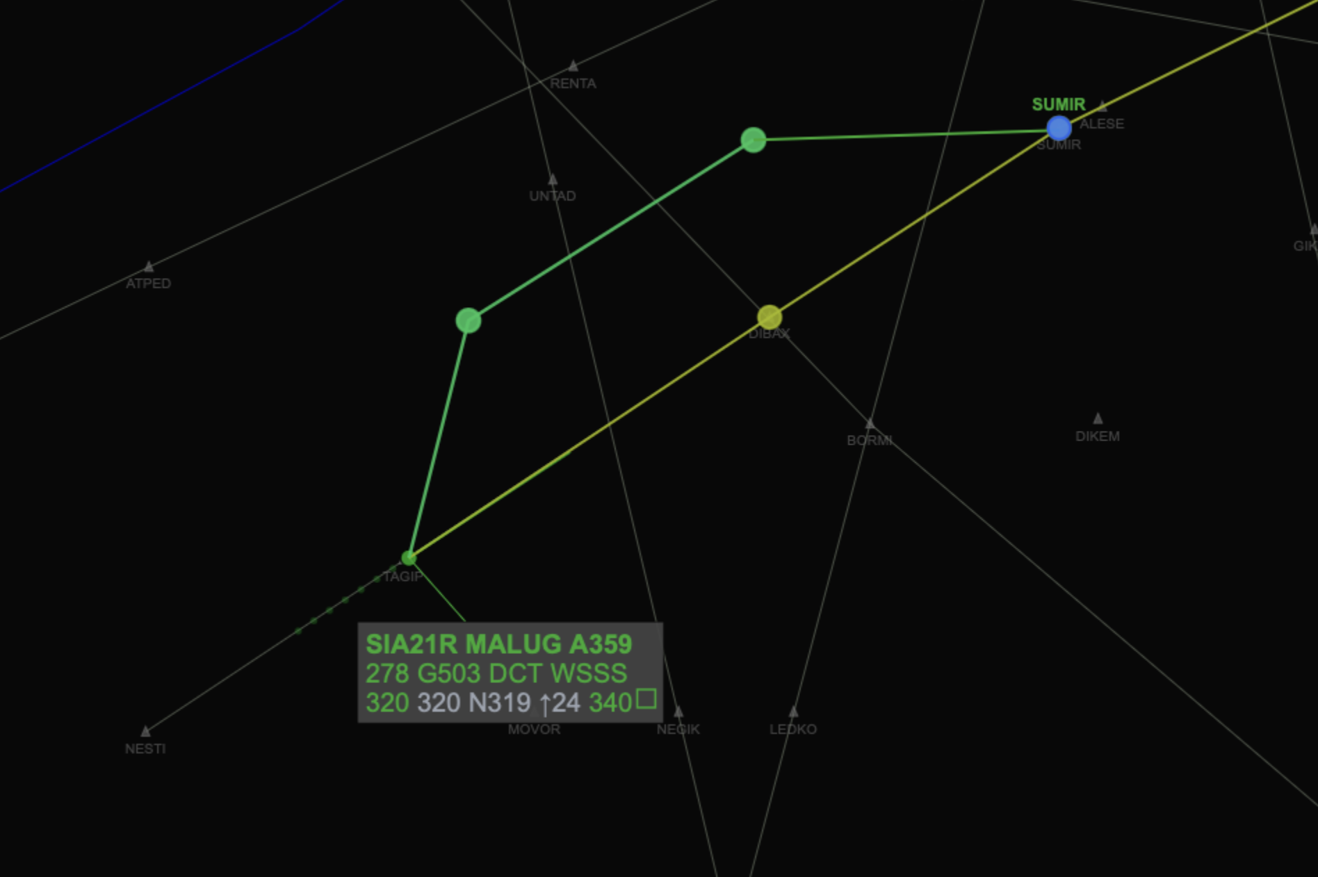 On screen rerouting point-and-click with return to trajectory